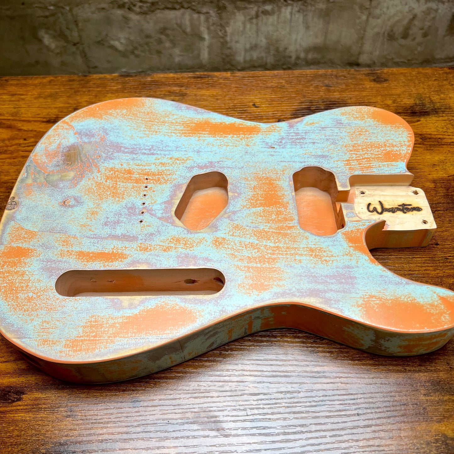 Warmtone Custom Guitars Relic Tele Style Guitar Body “Creamsicle” Nitro 3lbs