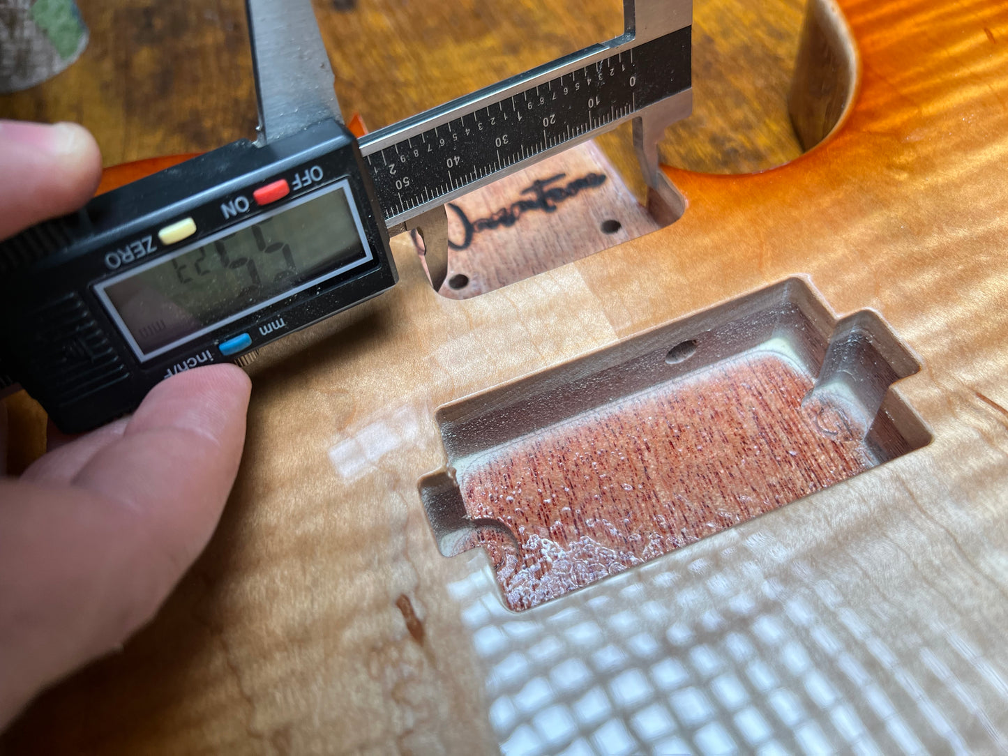 Warmtone CG 5a Flamed Maple Telecaster Guitar Body "Desert Flames” #237