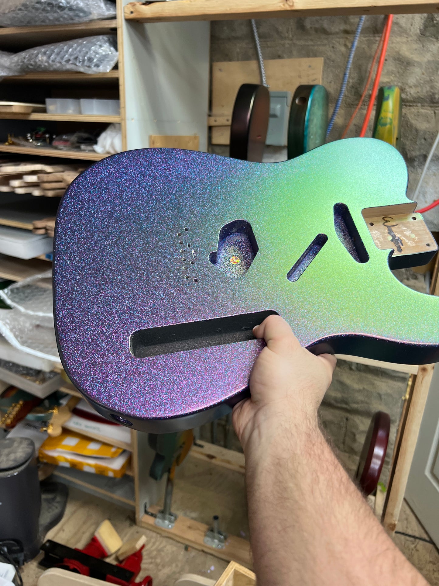 Warmtone CG COLORSHIFT Alder Tele Guitar Body "Blueberry Shift" 5.10lbs