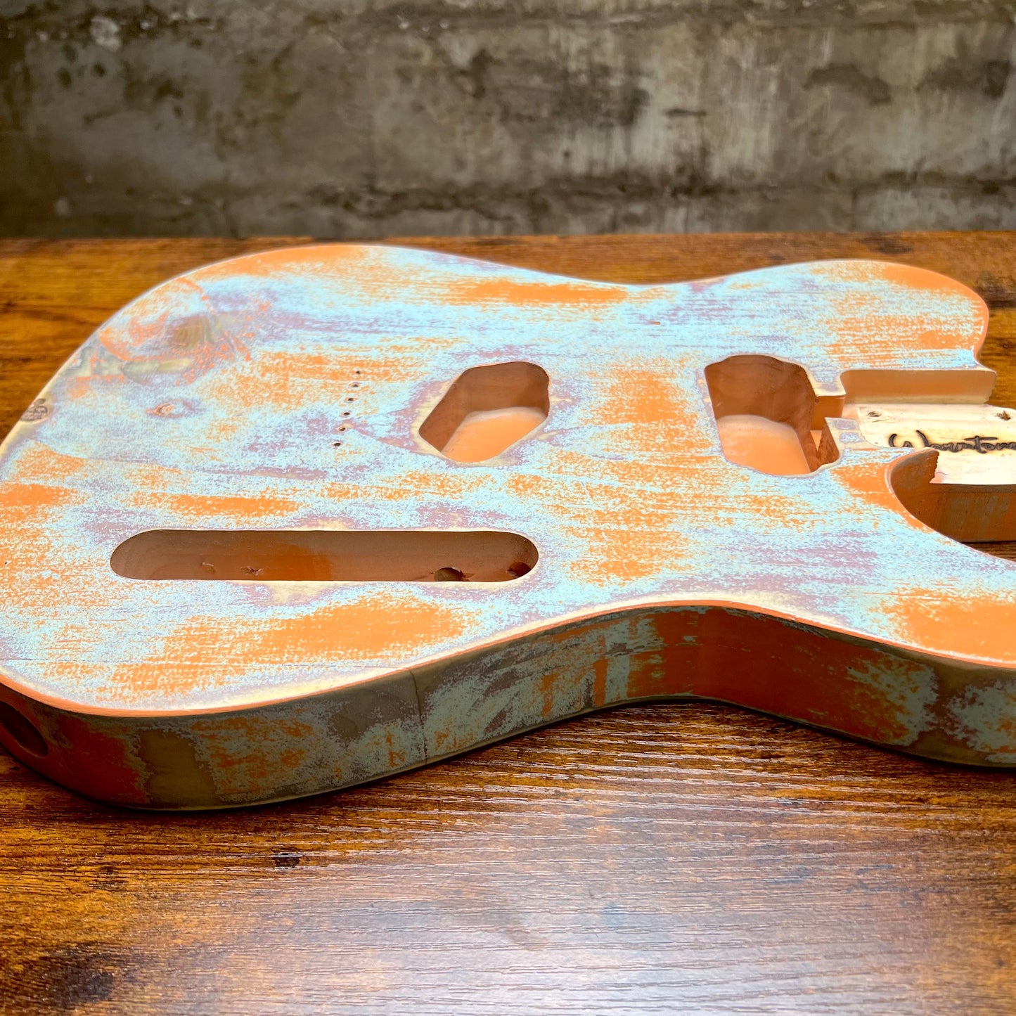 Warmtone Custom Guitars Relic Tele Style Guitar Body “Creamsicle” Nitro 3lbs