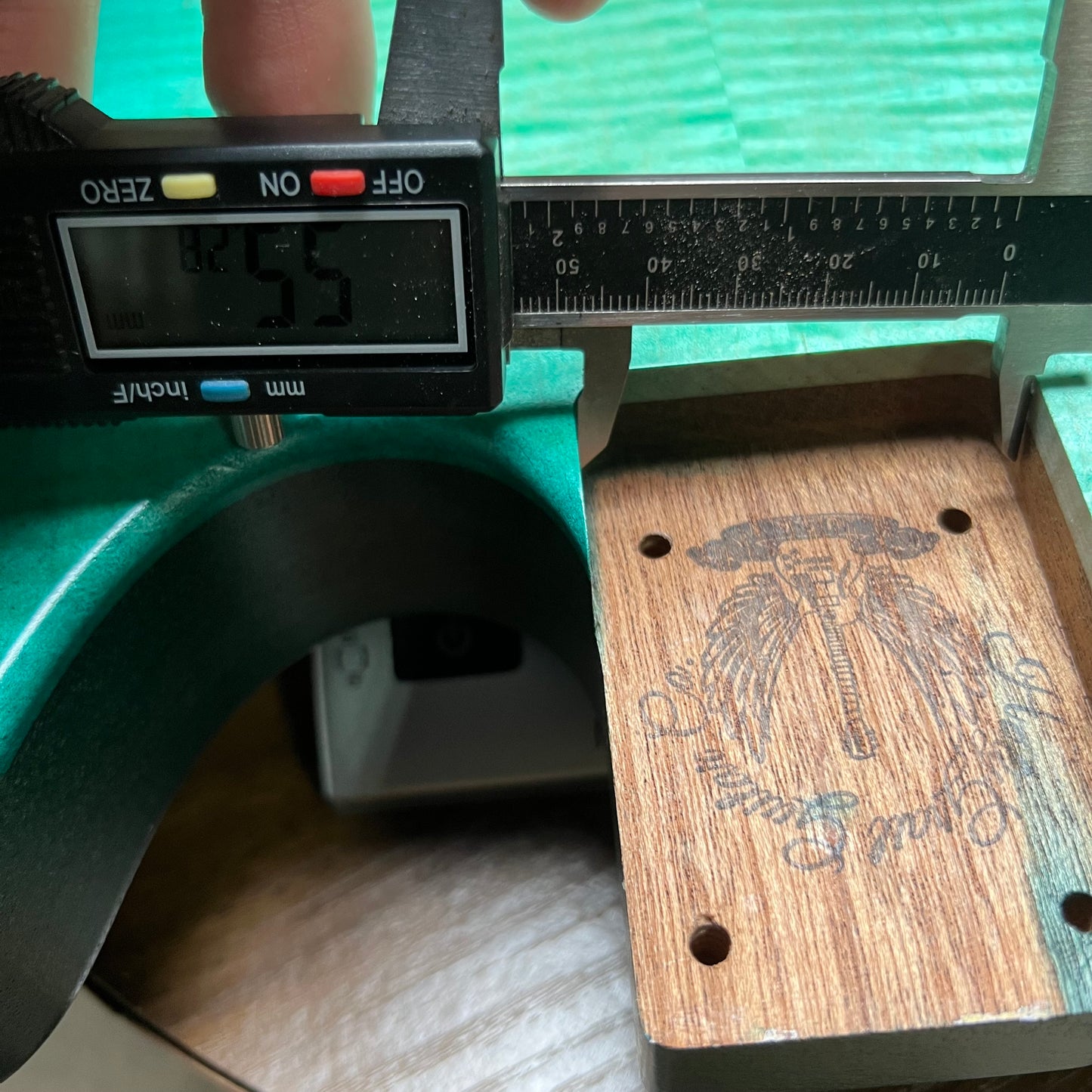 Holy Grail Guitars Tele Flamed Maple Guitar Body “Aqua Green” 1 pc Mahogany