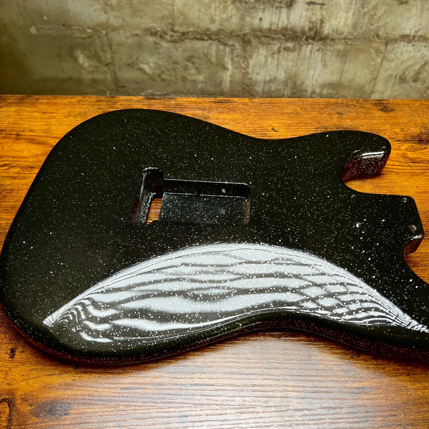 Warmtone Custom Guitars Strat Guitar Body Black Sparkle “Stars”