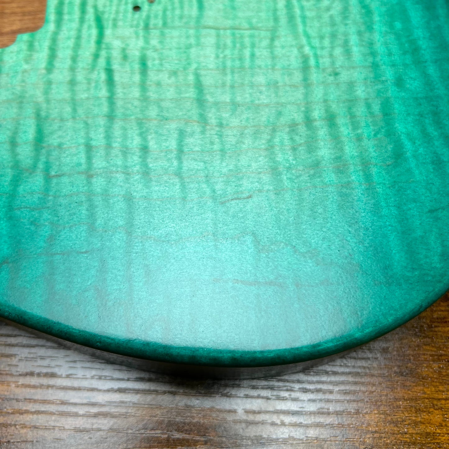 Holy Grail Guitars Tele Flamed Maple Guitar Body “Aqua Green” 1 pc Mahogany