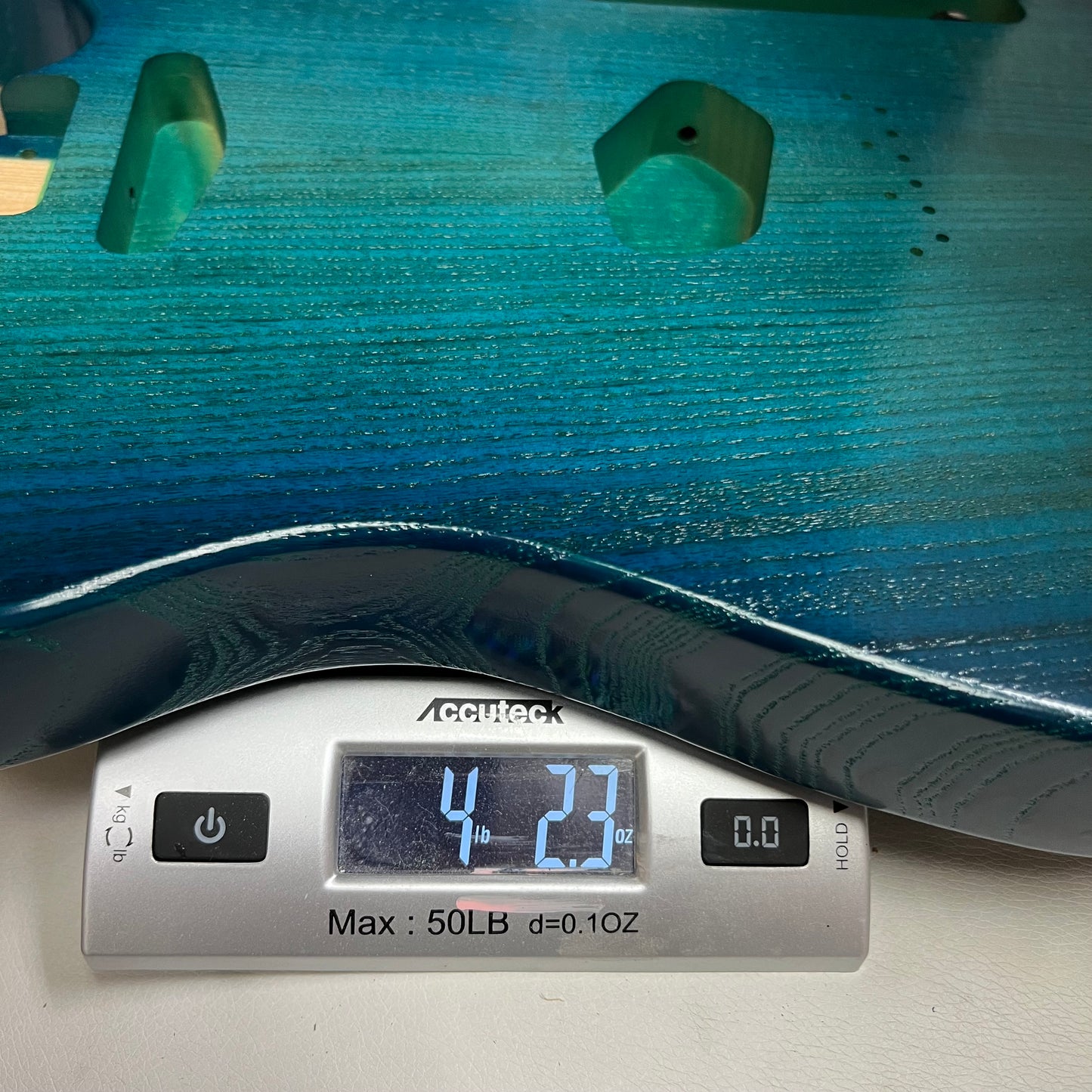 Warmtone Custom Guitars Tele Guitar Body “Coral Blue” 2 Pc Ash