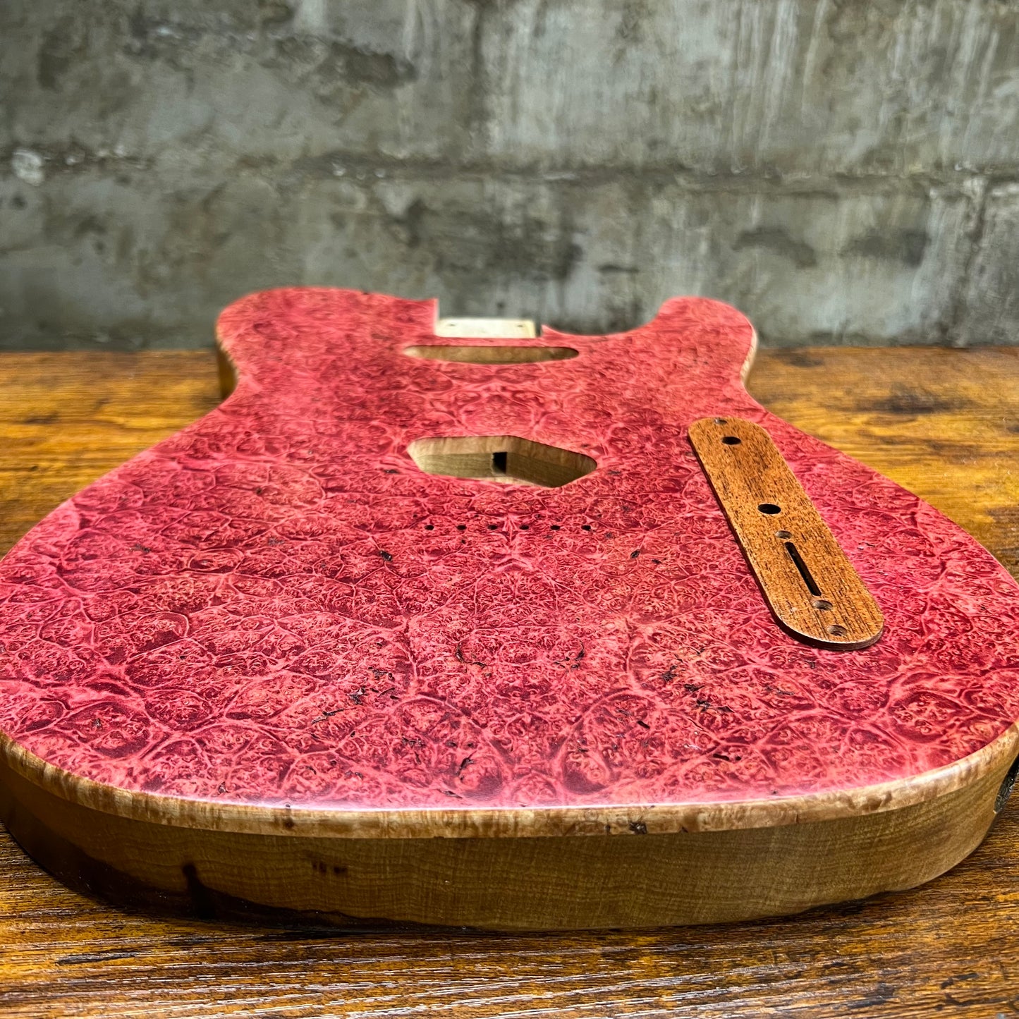 Warmtone CG Tele Guitar Body “Ruby Diamond” Maple Burl/Limba