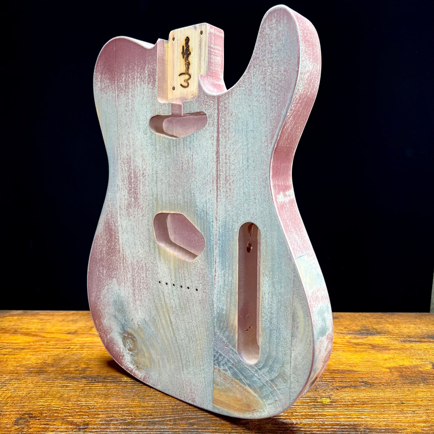 Warmtone Custom Guitars Relic Tele Style Guitar Body “Pink Winter” Nitro