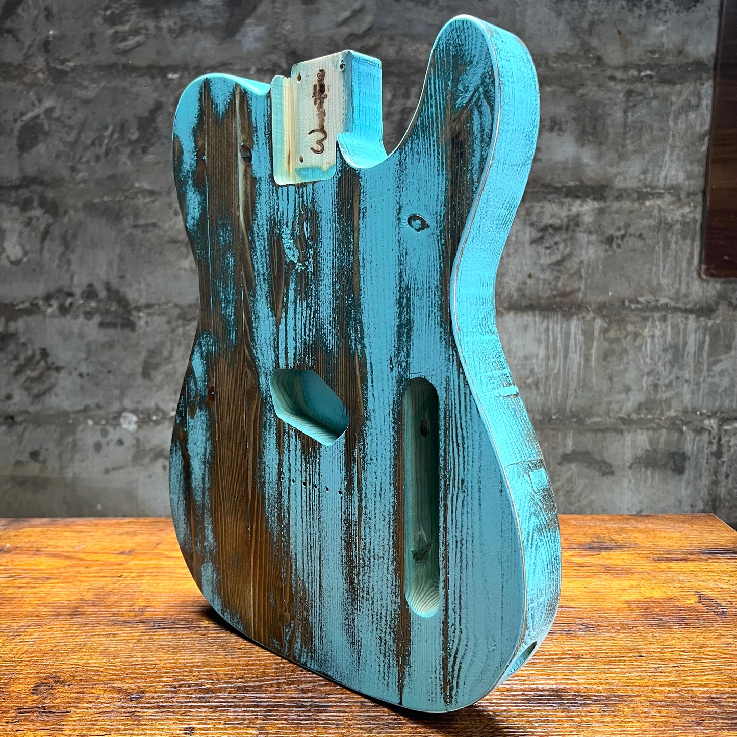 Warmtone Custom Guitars Relic Tele Style Guitar Body “Icy Mountain” Nitro