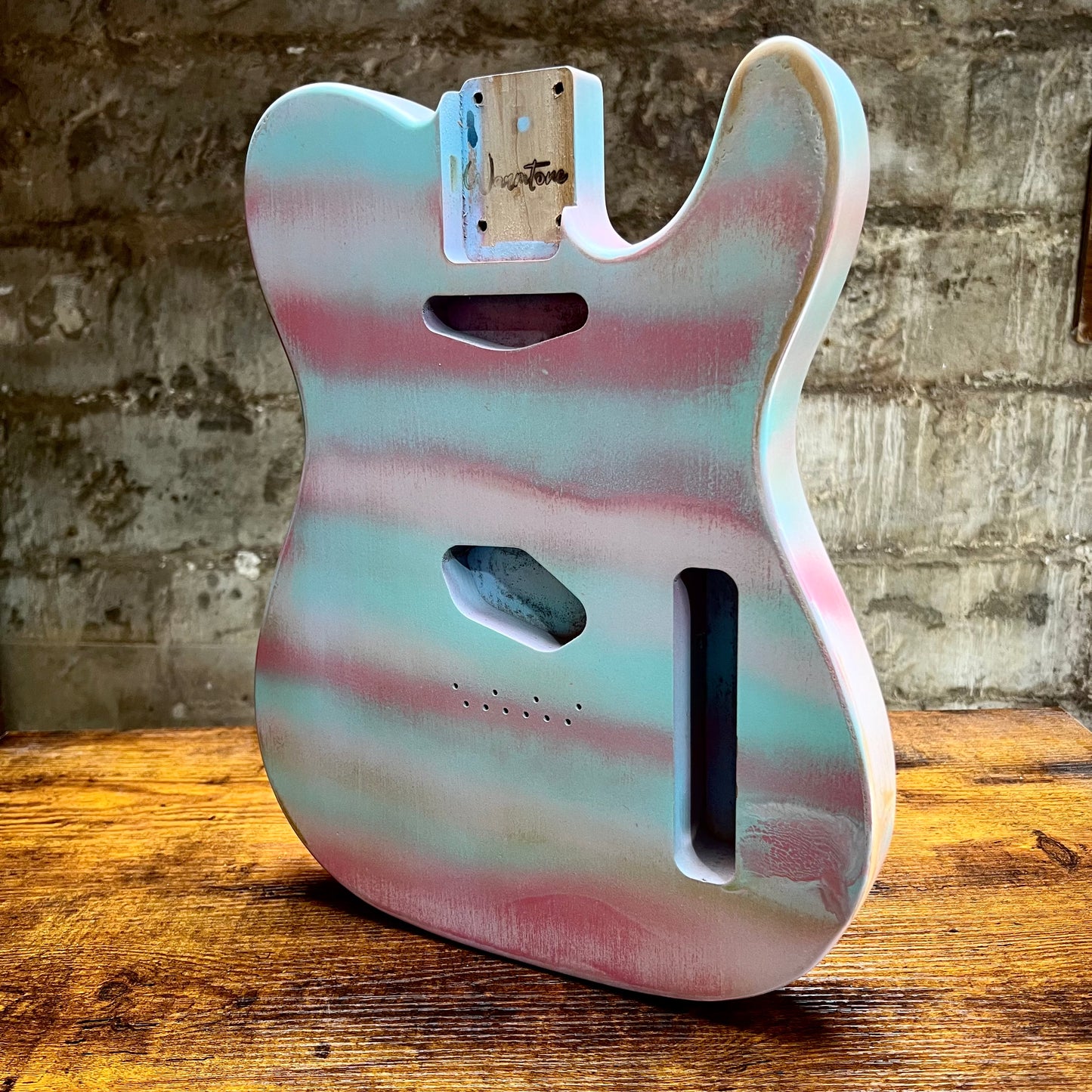Warmtone Custom Guitars Relic Tele Style Guitar Body “Cotton Candy” Nitro