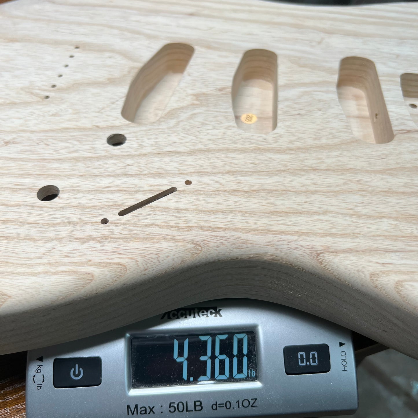 1 Piece Swamp Ash SSS Strat Style Guitar Body Backroute Unfinished 4.3lbs
