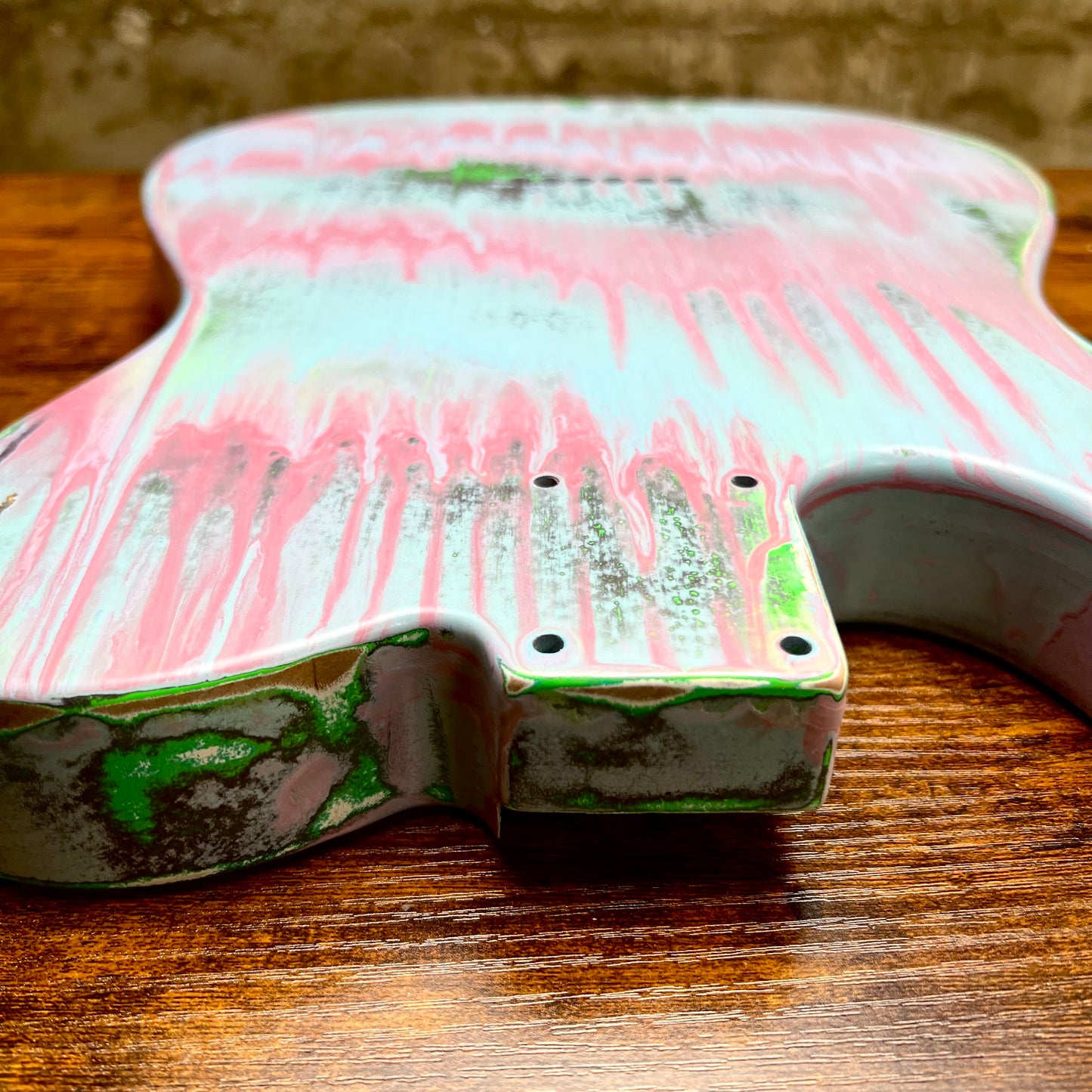 Warmtone Custom Guitars Relic Tele Style Guitar Body “Wild Candy” Nitro