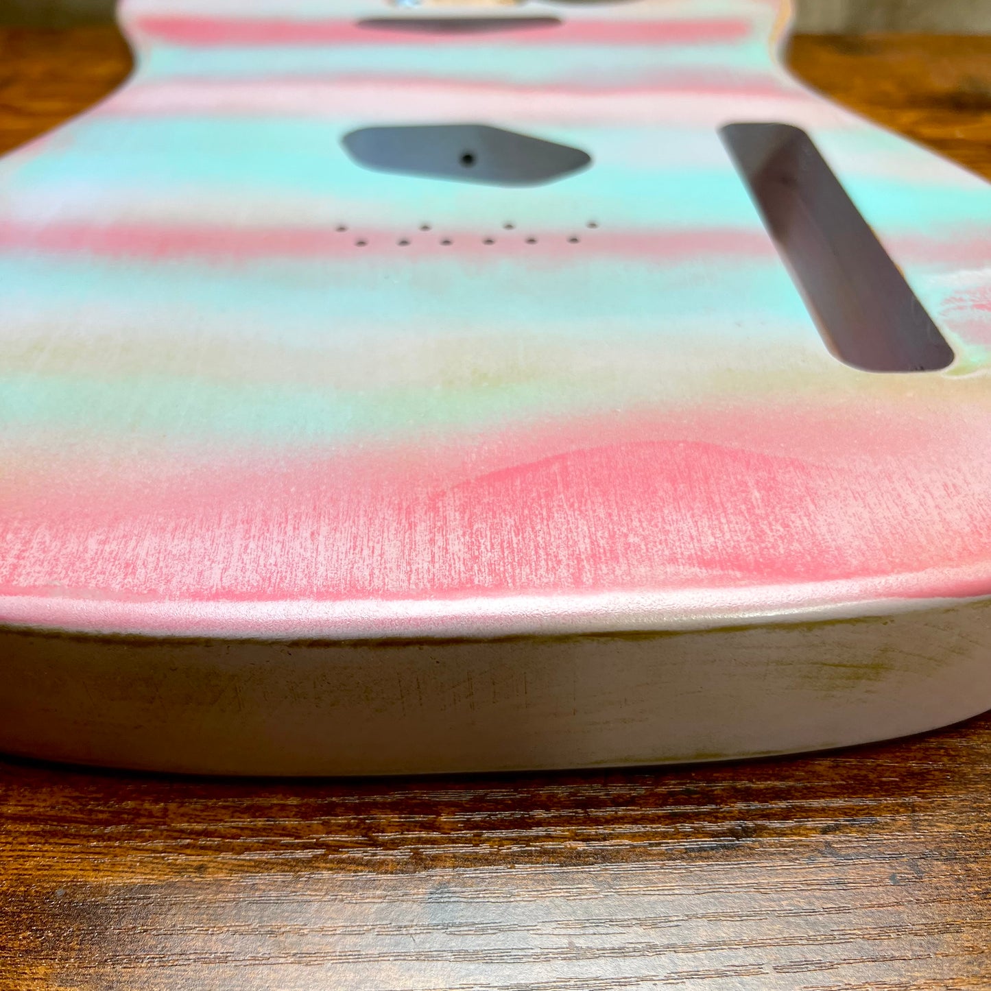 Warmtone Custom Guitars Relic Tele Style Guitar Body “Cotton Candy” Nitro