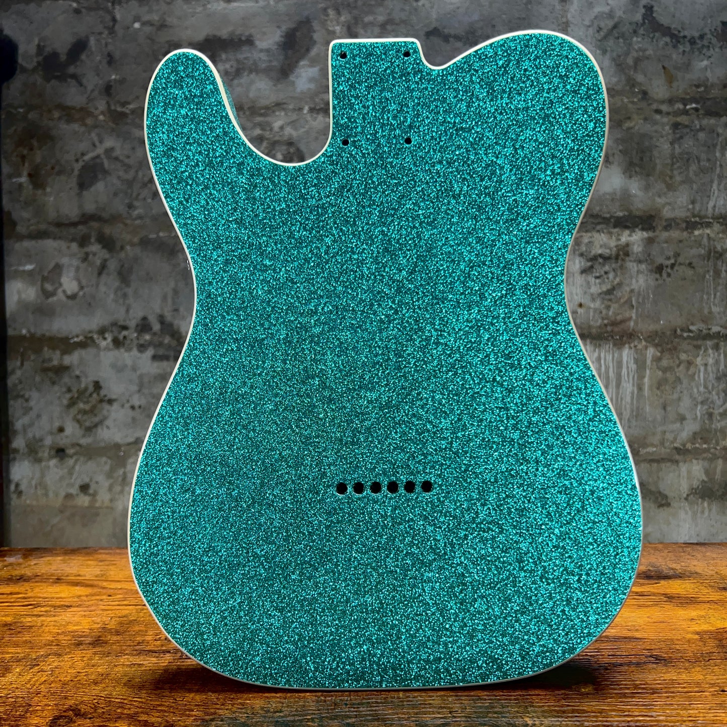 Warmtone Custom Guitars Alder Tele Body W/ Binding "Aqua Sparkle" F Hole