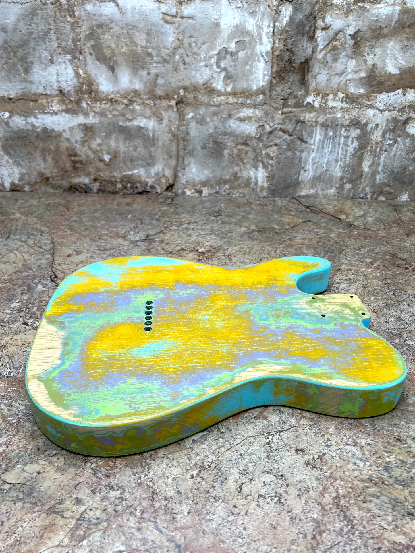 Warmtone Custom Guitars Relic Tele Style Guitar Body “Melted Colors” Nitro