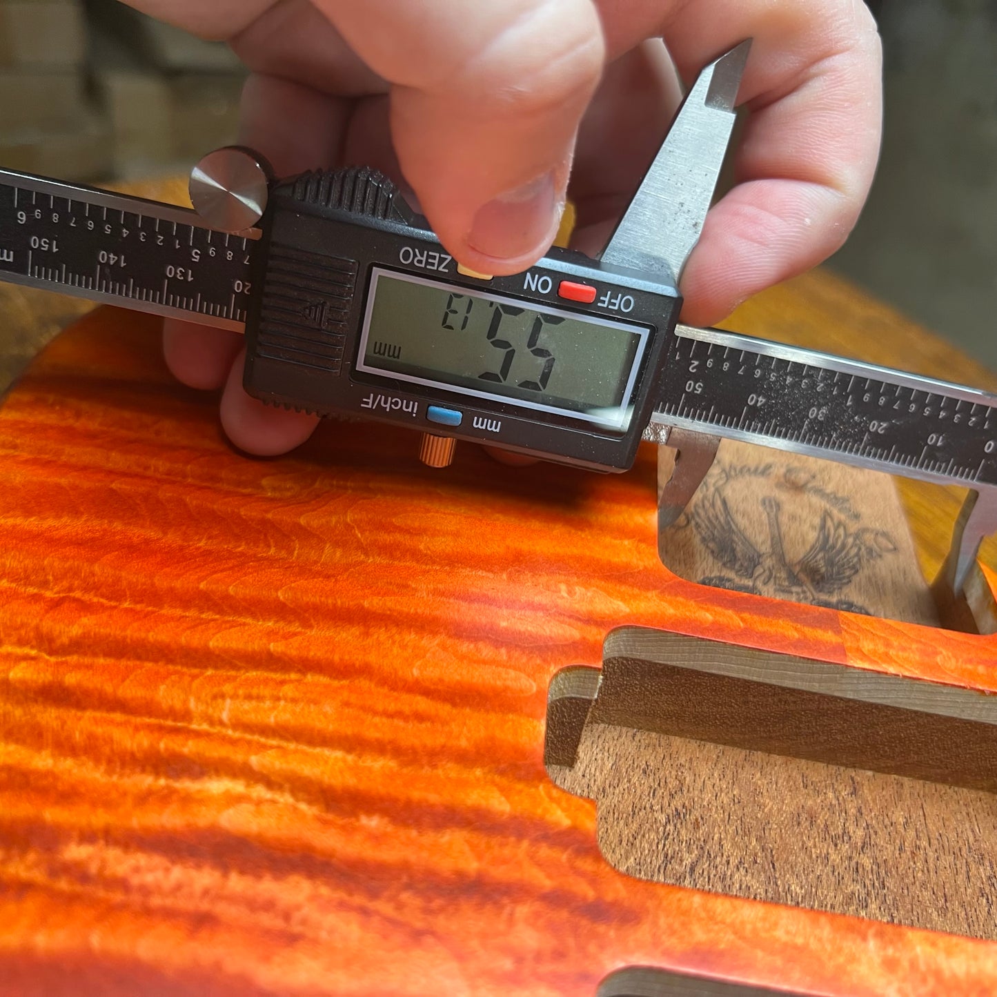 Holy Grail Guitars HHH Tele Flamed Maple Guitar Body “Flames” 1 pc Mahogany