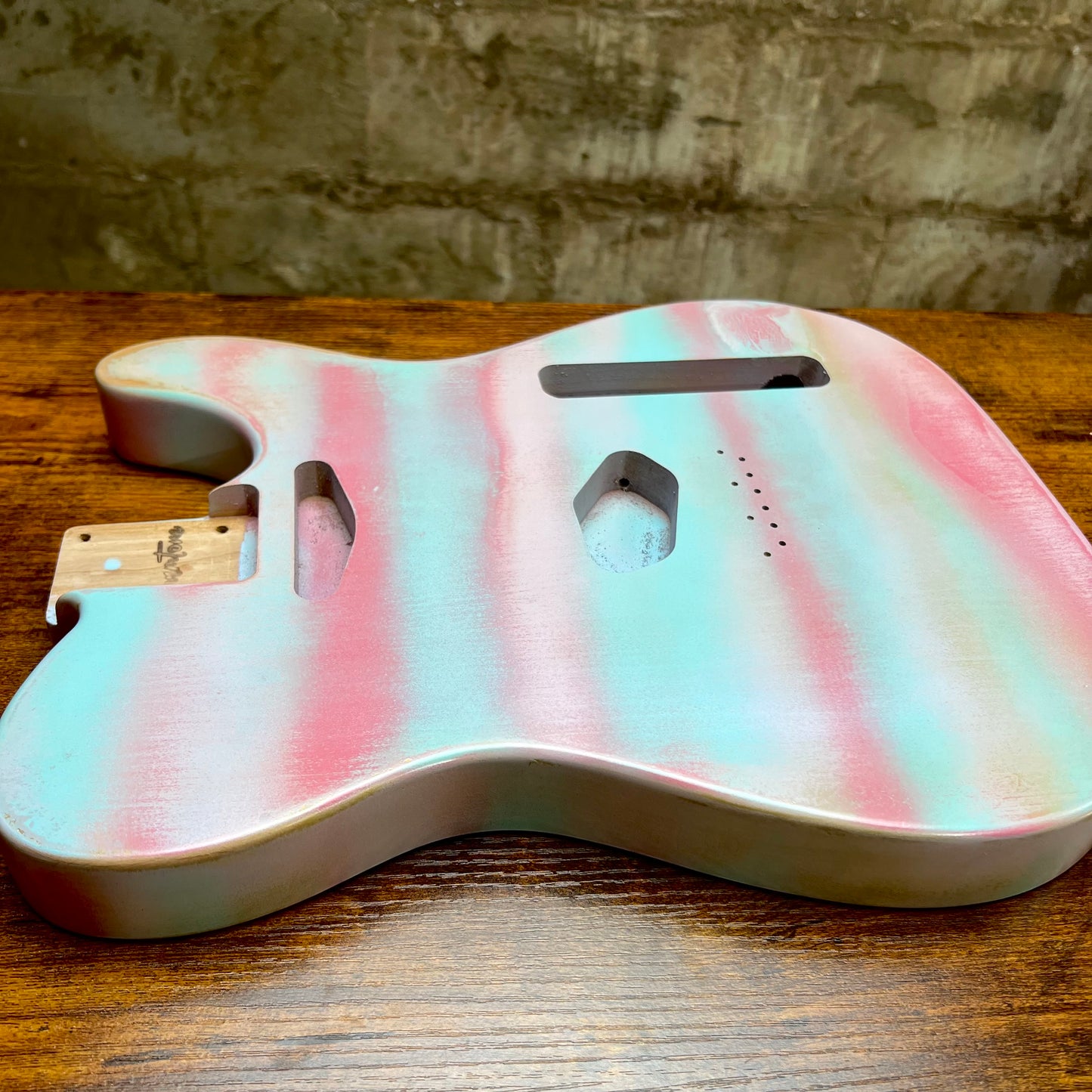 Warmtone Custom Guitars Relic Tele Style Guitar Body “Cotton Candy” Nitro