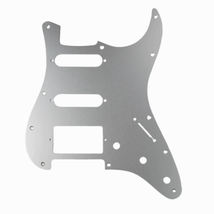 SILVER ANODIZED ALUMINUM Pickguard for HSS Strat 11 hole