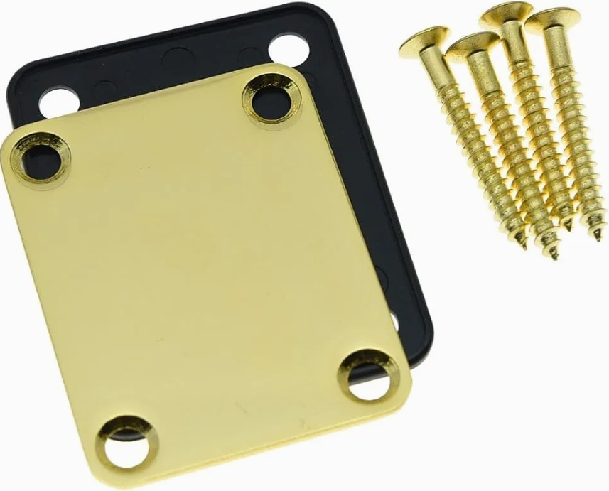Guitar Neck Plate/ Screws Gold