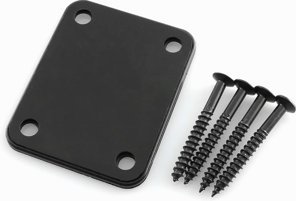 Guitar Neck Plate/ Screws Black