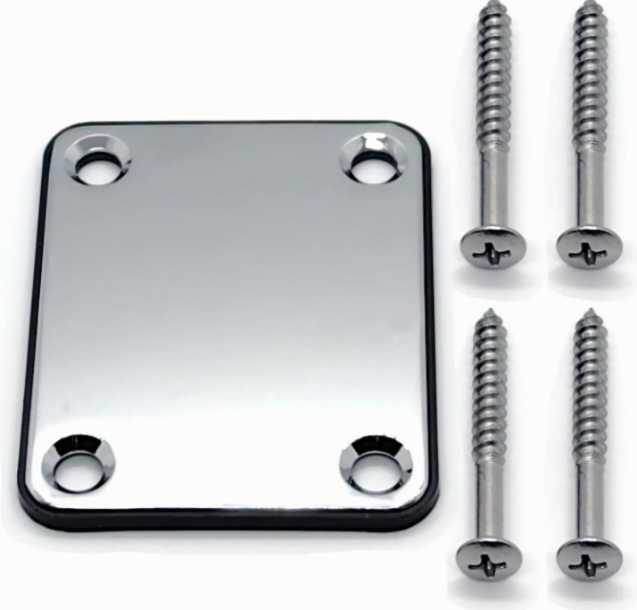 Guitar Neck Plate/ Screws Chrome