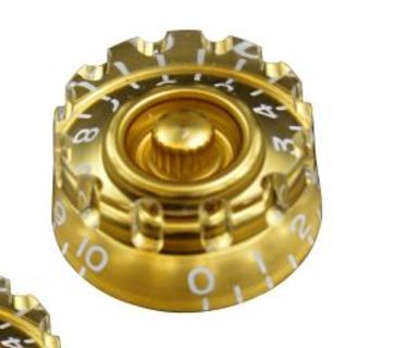 Gold Notched Speed Knobs Compatible with USA Les Paul SG Split Shaft Pots 0-10