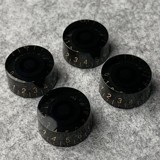Black Speed Guitar Knobs for Les Paul Gold Numbers Split Shaft Pots 0-10