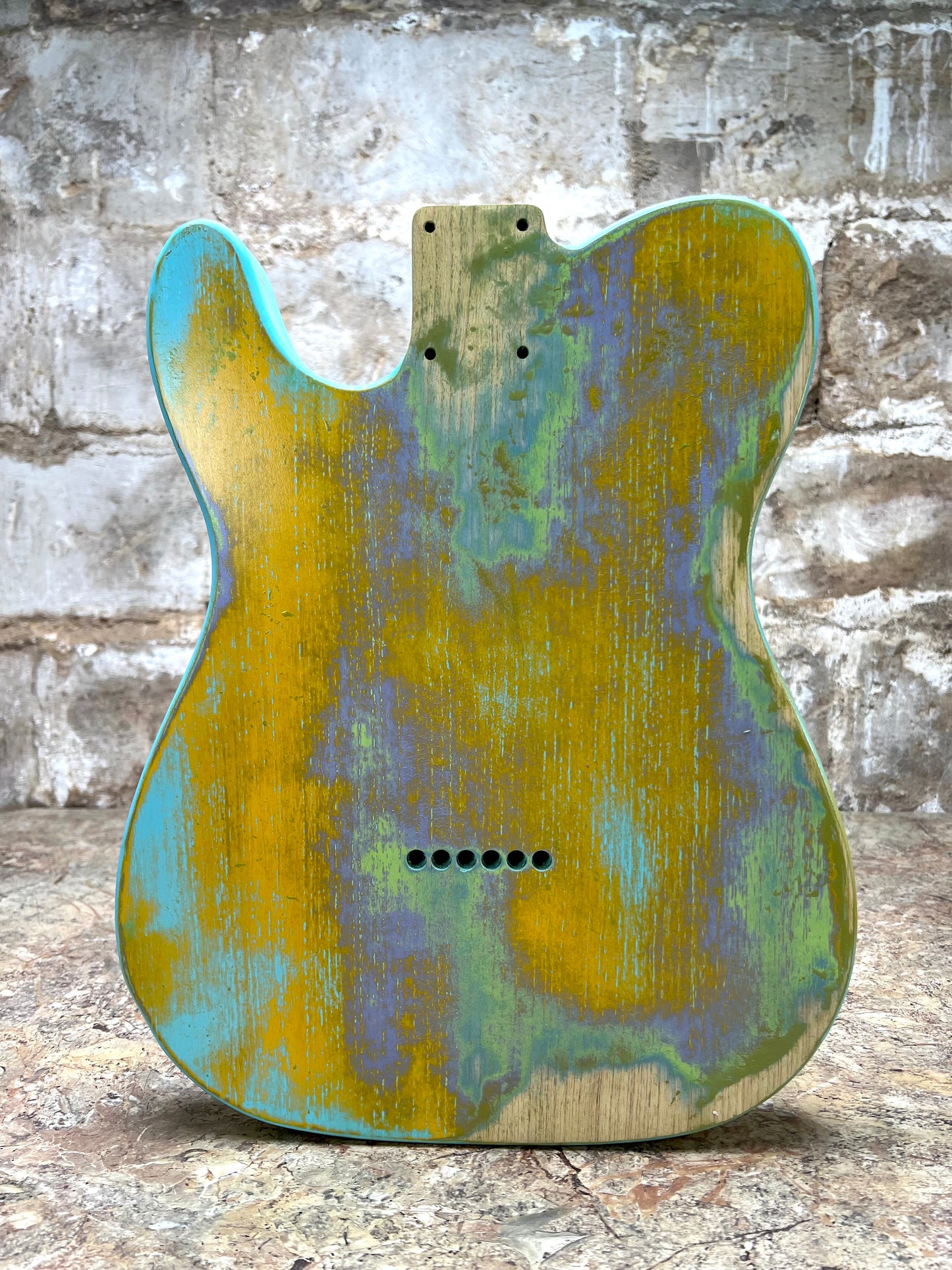 Warmtone Custom Guitars Relic Tele Style Guitar Body “Melted Colors” Nitro