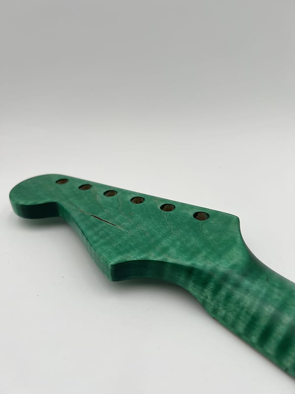 Warmtone Custom Guitars Flamed Maple Strat Style Neck- Green Flames #2
