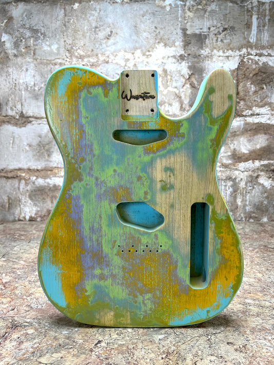 Warmtone Custom Guitars Relic Tele Style Guitar Body “Melted Colors” Nitro