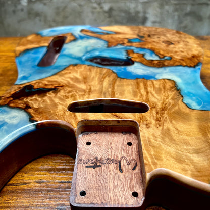 Warmtone Custom Guitars Burl Epoxy Resin Tele Body “Water” #241