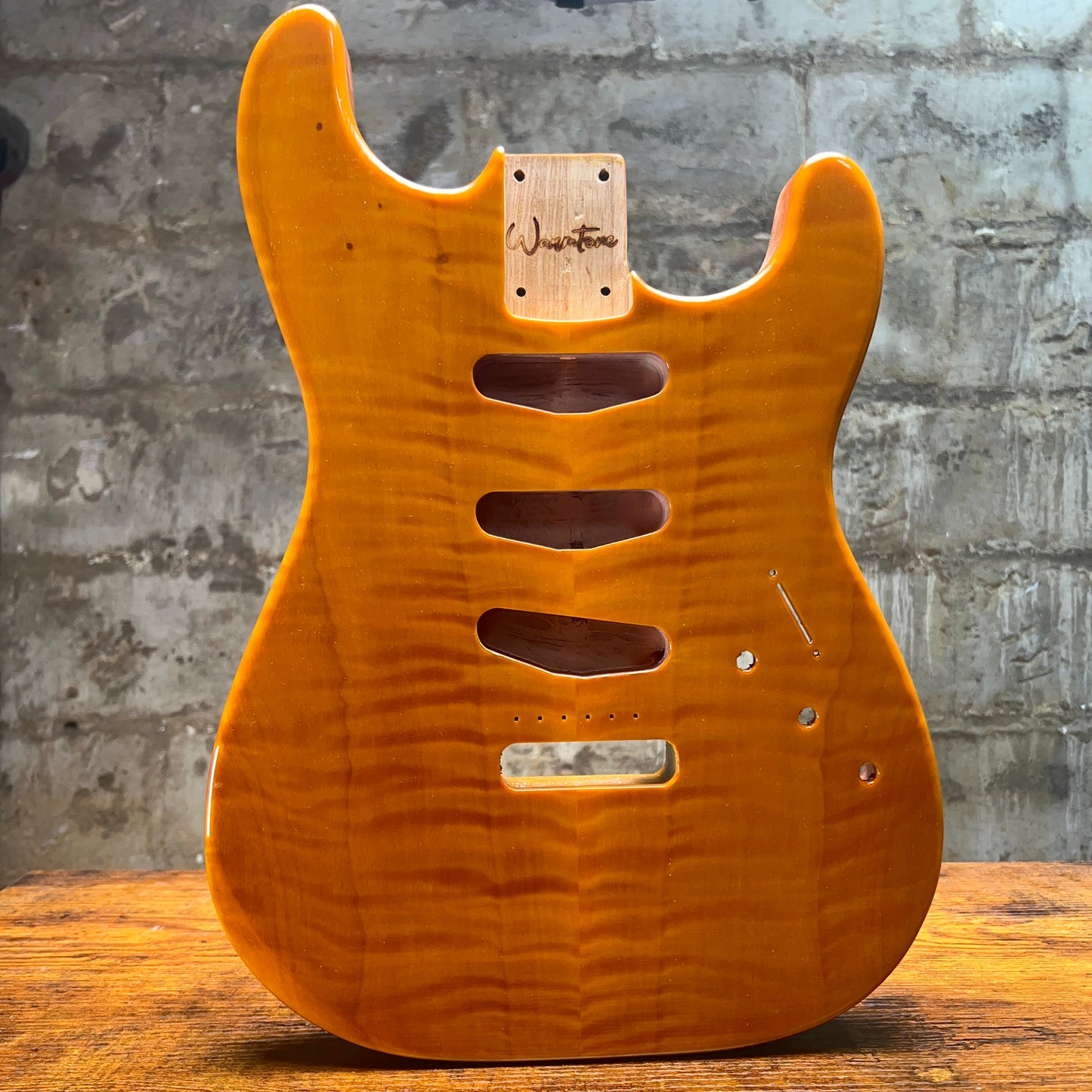 Warmtone CG SSS Strat Style Guitar Body Flamed Maple “Sun” 4.7lbs
