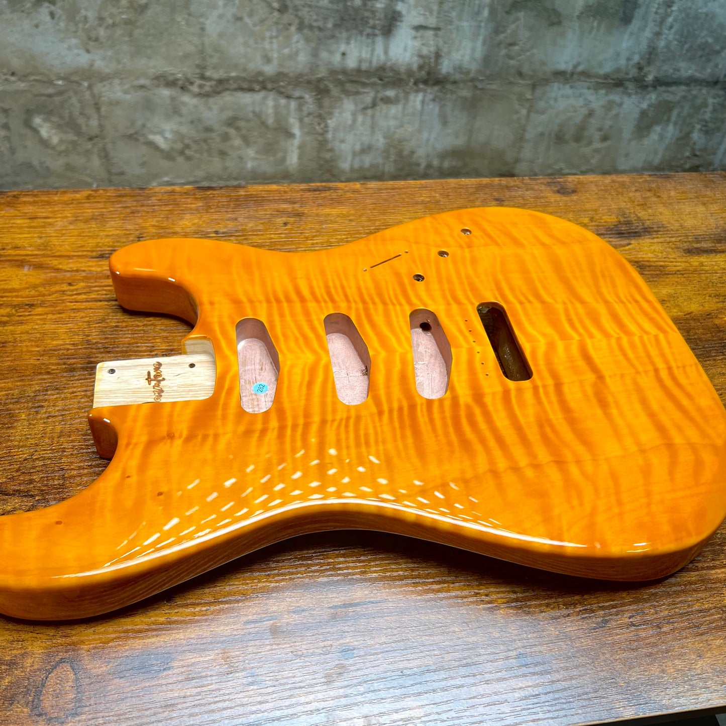 Warmtone CG SSS Strat Style Guitar Body Flamed Maple “Sun” 4.7lbs