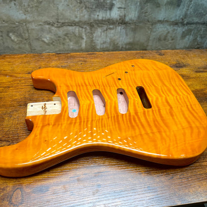Warmtone CG SSS Strat Style Guitar Body Flamed Maple “Sun” 4.7lbs