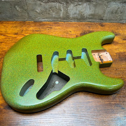 Warmtone Custom Guitars SSS Strat Guitar Body “Green Sparkle” Alder #243
