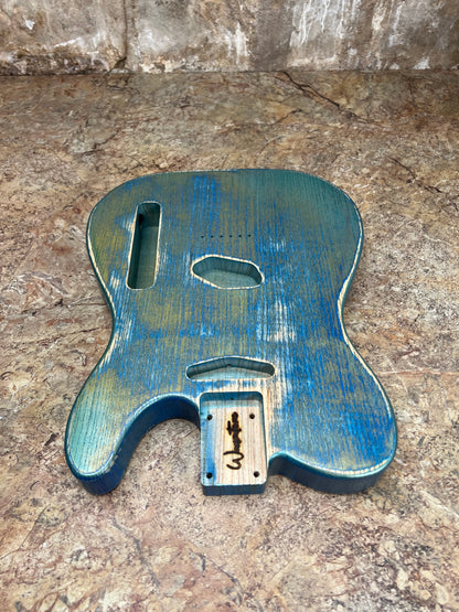 Warmtone Custom Guitars Relic Tele Style Guitar Body “Road Shimmer”