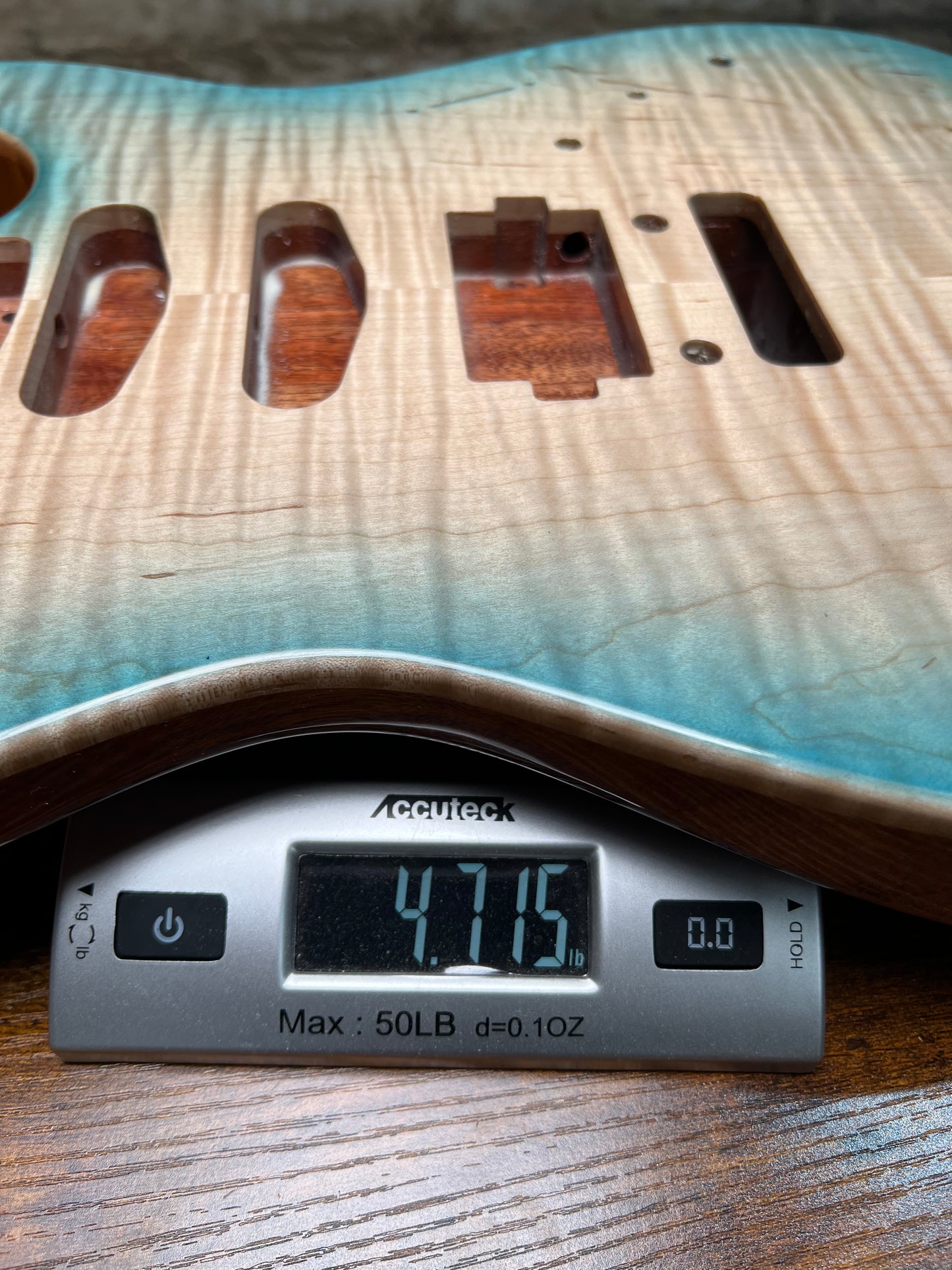 Warmtone CG 5a Flamed Maple Telecaster Guitar Body "Caribbean Burst”