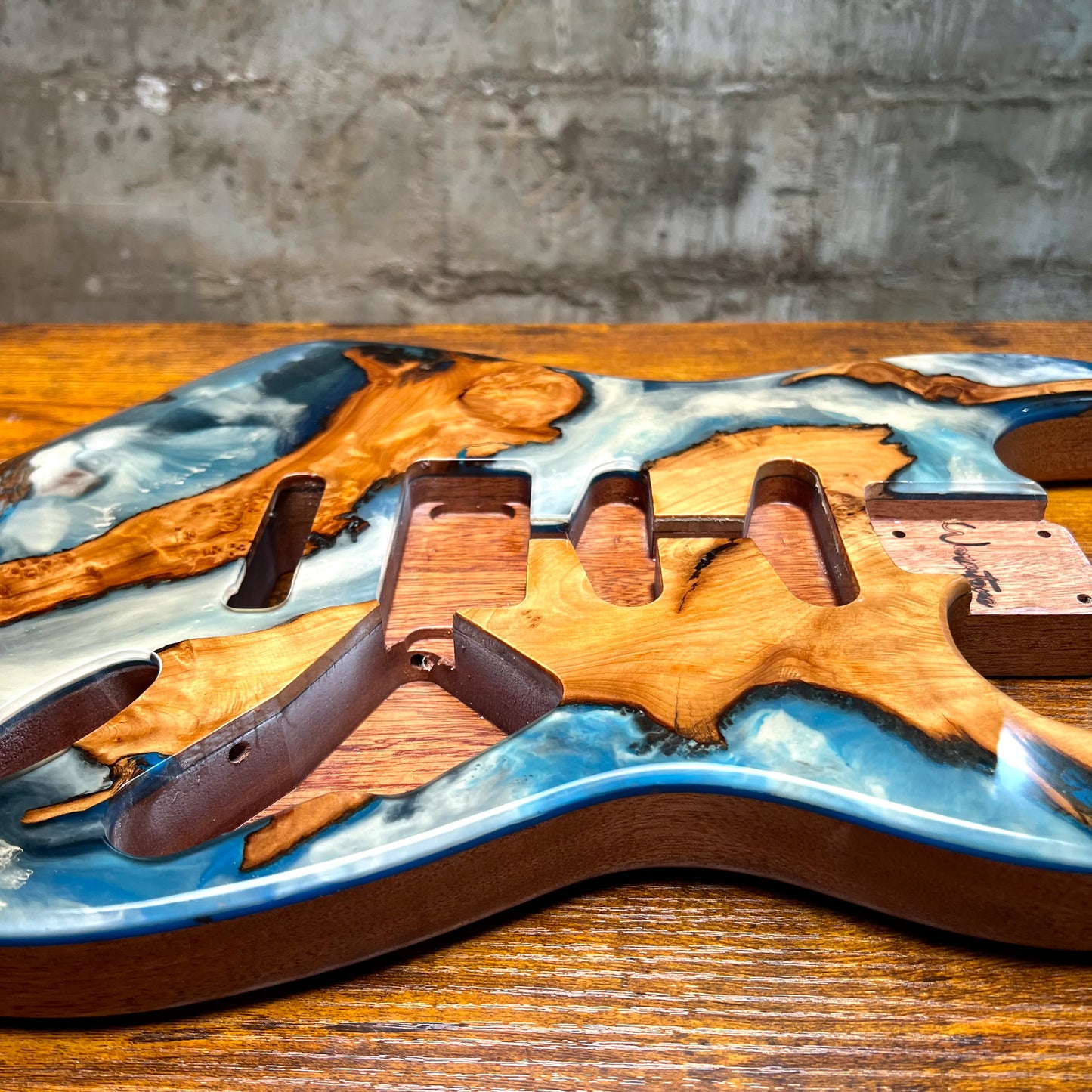 Warmtone Custom Guitars Strat Guitar Body “Lake Placid” Resin Pour