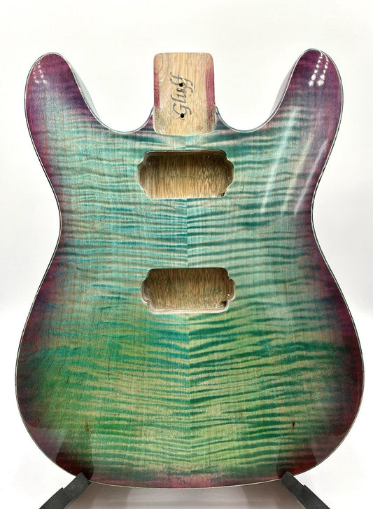 Warmtone Custom Guitars “Colorful Ocean” White Korina Back Flamed Maple