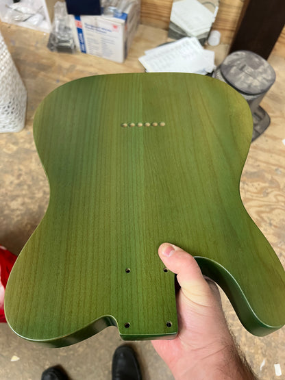 Warmtone Custom Guitars Tele Style Guitar Body “Lime Burst” Flamed Maple