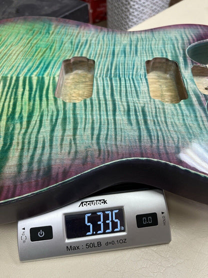 Warmtone Custom Guitars “Colorful Ocean” White Korina Back Flamed Maple
