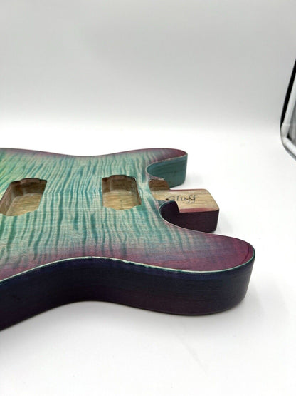 Warmtone Custom Guitars “Colorful Ocean” White Korina Back Flamed Maple