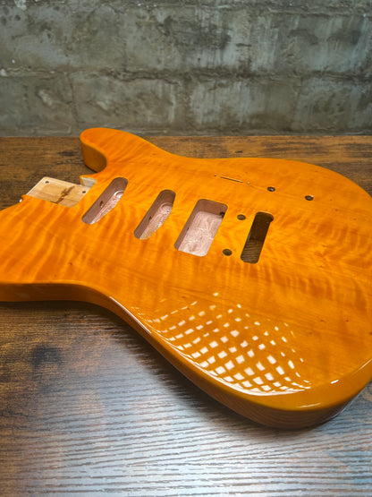 Warmtone CG Flamed Maple Tele Guitar Body "Amber” P90 Gloss