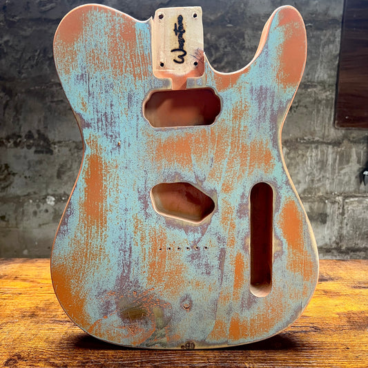 Warmtone Custom Guitars Relic Tele Style Guitar Body “Creamsicle” Nitro 3lbs
