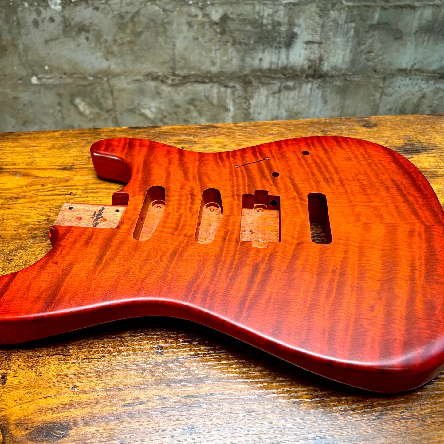Warmtone CG Hss Strat Style Guitar Body Flamed Maple “Eclipse” 4.1lbs