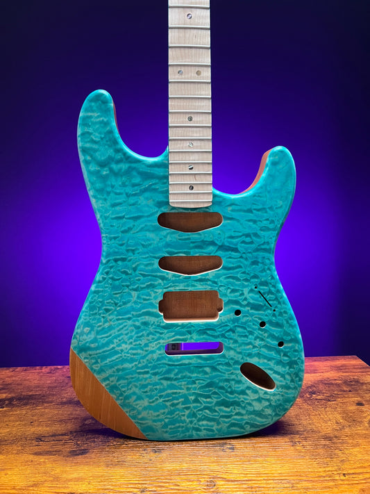 Warmtone Custom Guitars Strat Style Body & Neck W/ Case "Satin Ocean”