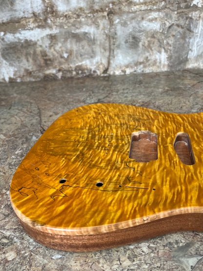 Warmtone Custom Guitars Tele Style Guitar Body “Golden Eagle" Spalted Quilt Maple