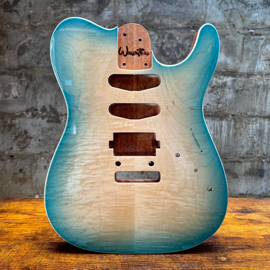 Warmtone CG Flamed Maple Telecaster Guitar Body "Caribbean Burst” #258