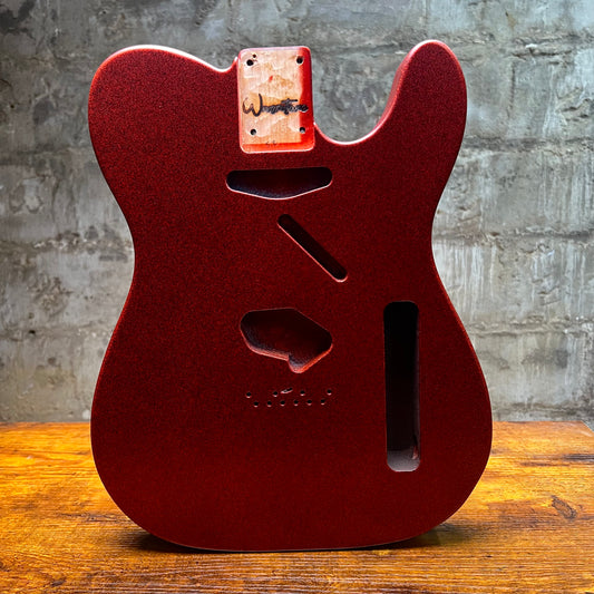 Warmtone Custom Guitars Alder Tele Guitar Body "Satin Red Sparkle" 5.2lbs