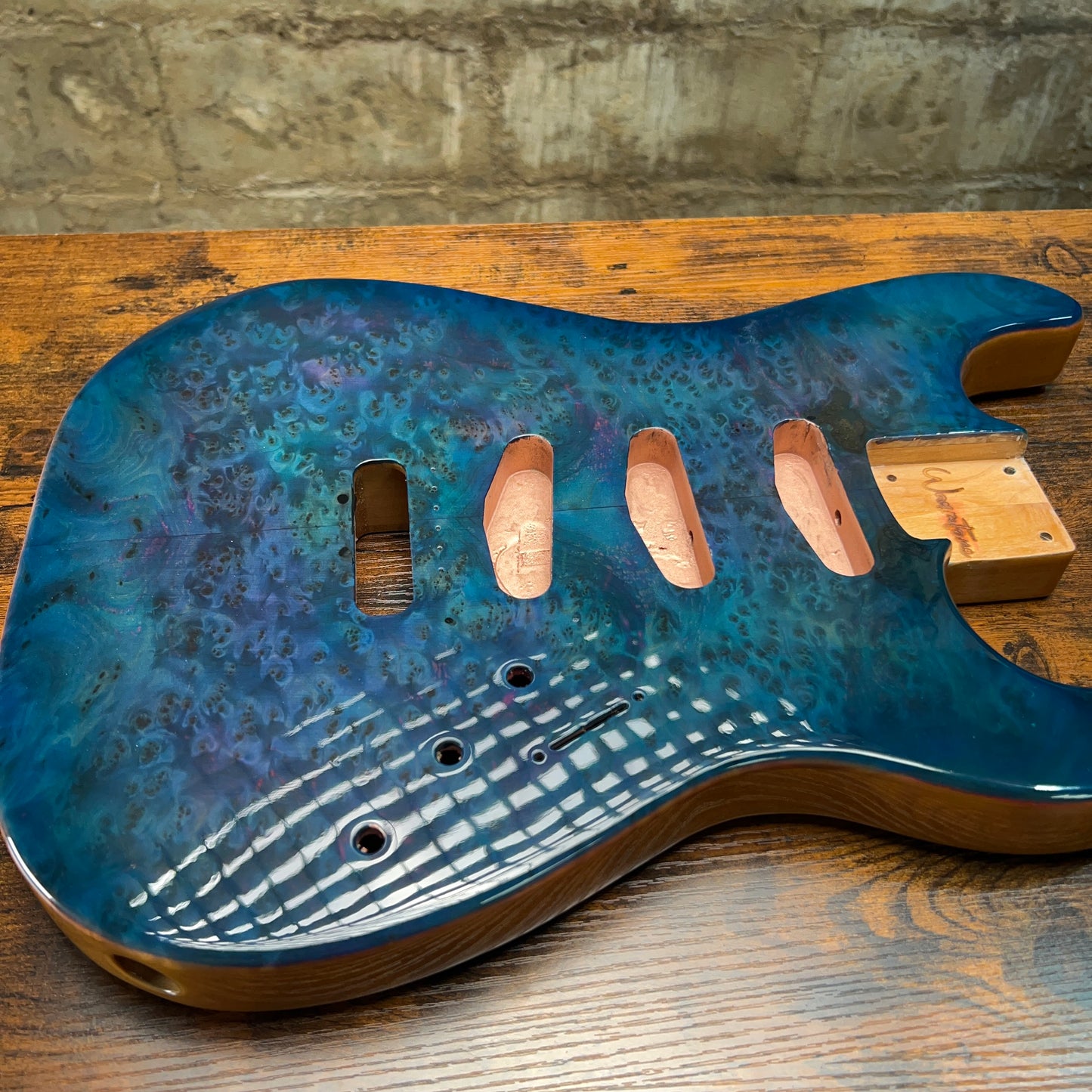 Warmtone CG SSS Strat Style Guitar Body Flamed Maple "Blue N Purple”