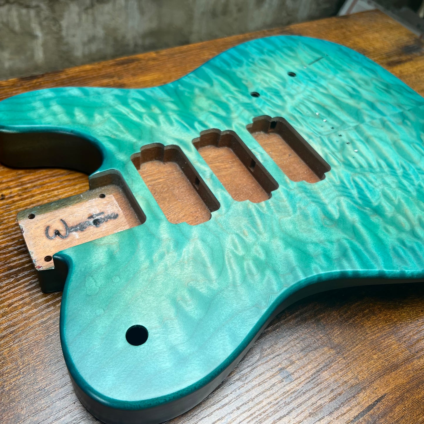 Warmtone CG HHH Flamed Maple Telecaster Guitar Body "Lagoon” #260 4.6lbs