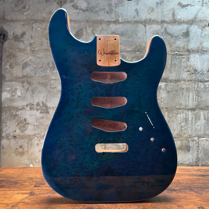 Warmtone CG SSS Strat Style Guitar Body Flamed Maple "Blue N Purple”